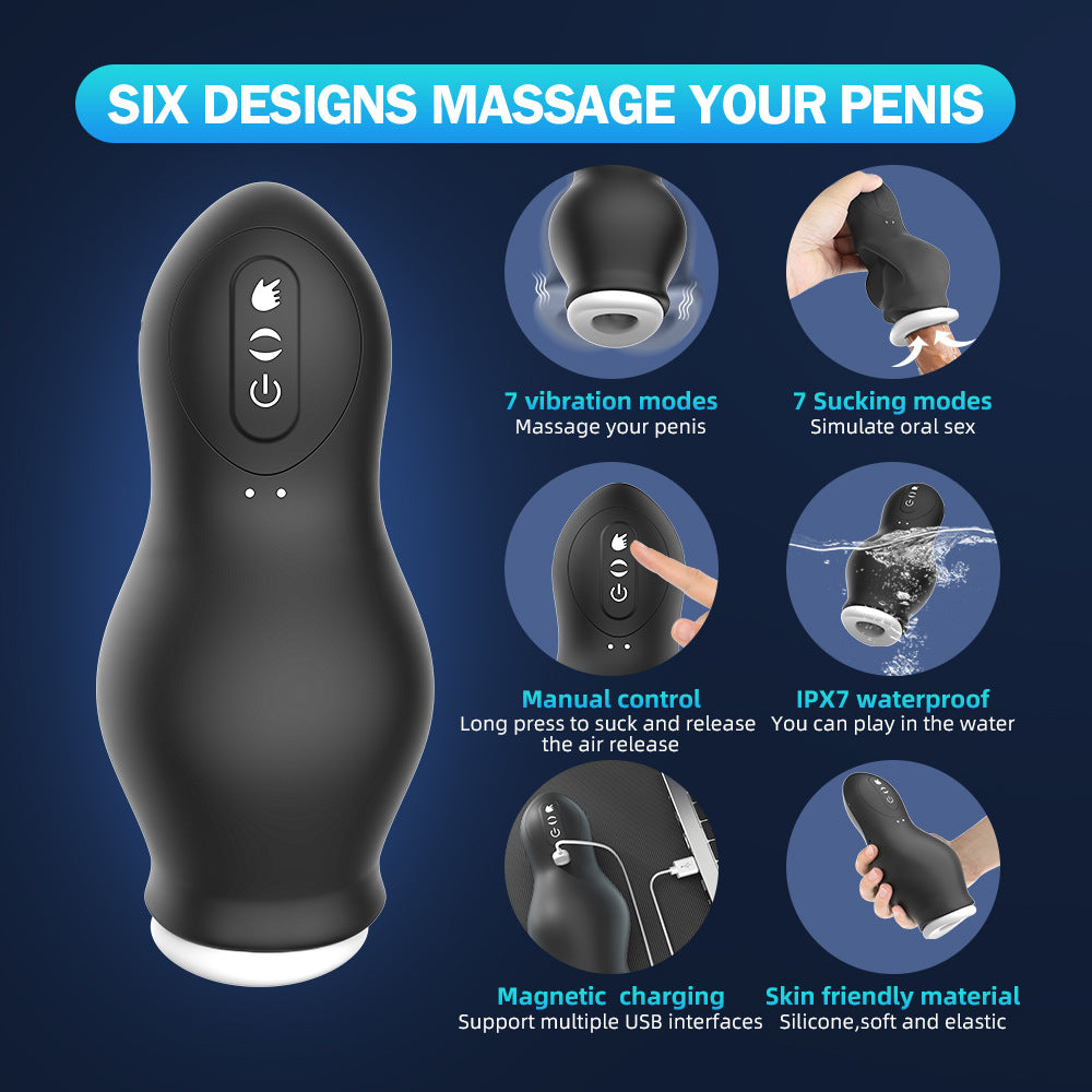 Male Automatic Dragon Suction Airplane Cup Glans Vibrating Sucking Massager Penis Exerciser Adult Sex Erotic Products