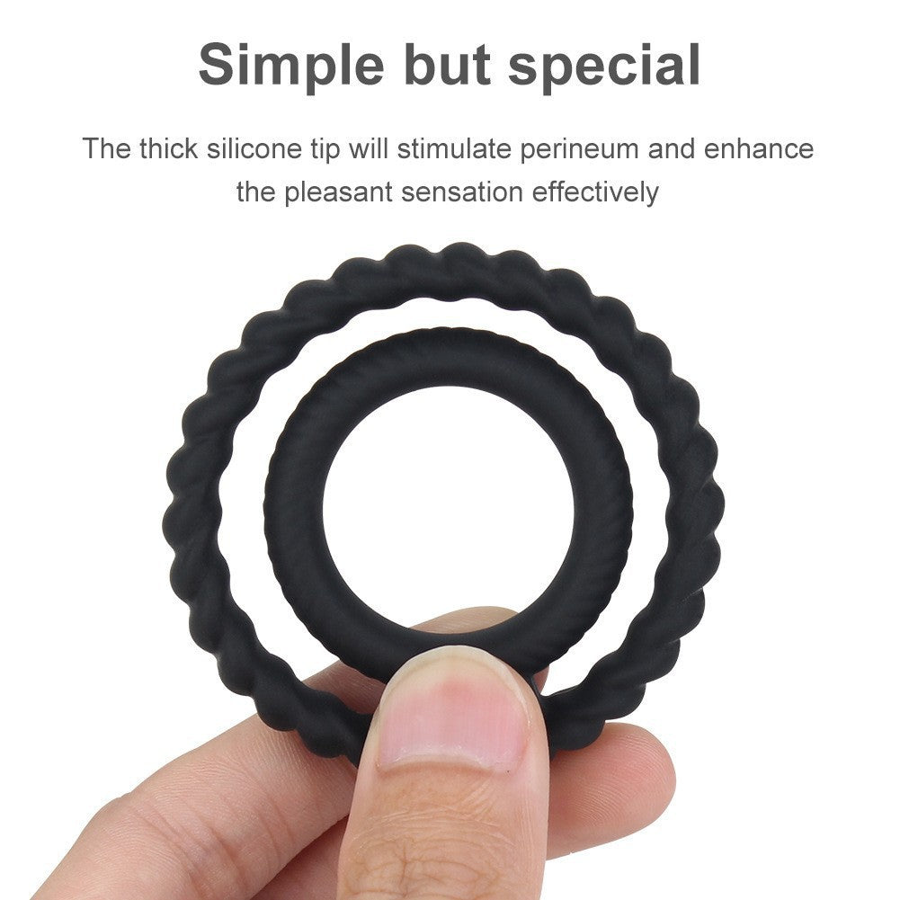 Adult Products Men's Double Silicone Lock Fine Ring Double Ring Delay JJ Egg Ring