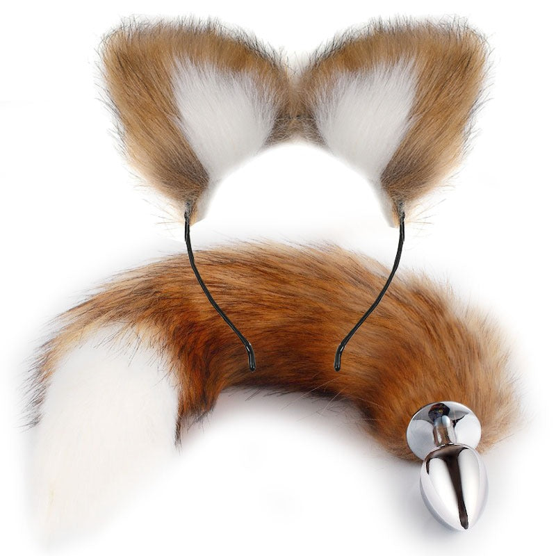 SM Erotic Fox Tail Anal Plug Metal Posterior Plug Adult Products Toys Artificial Tail Set Play